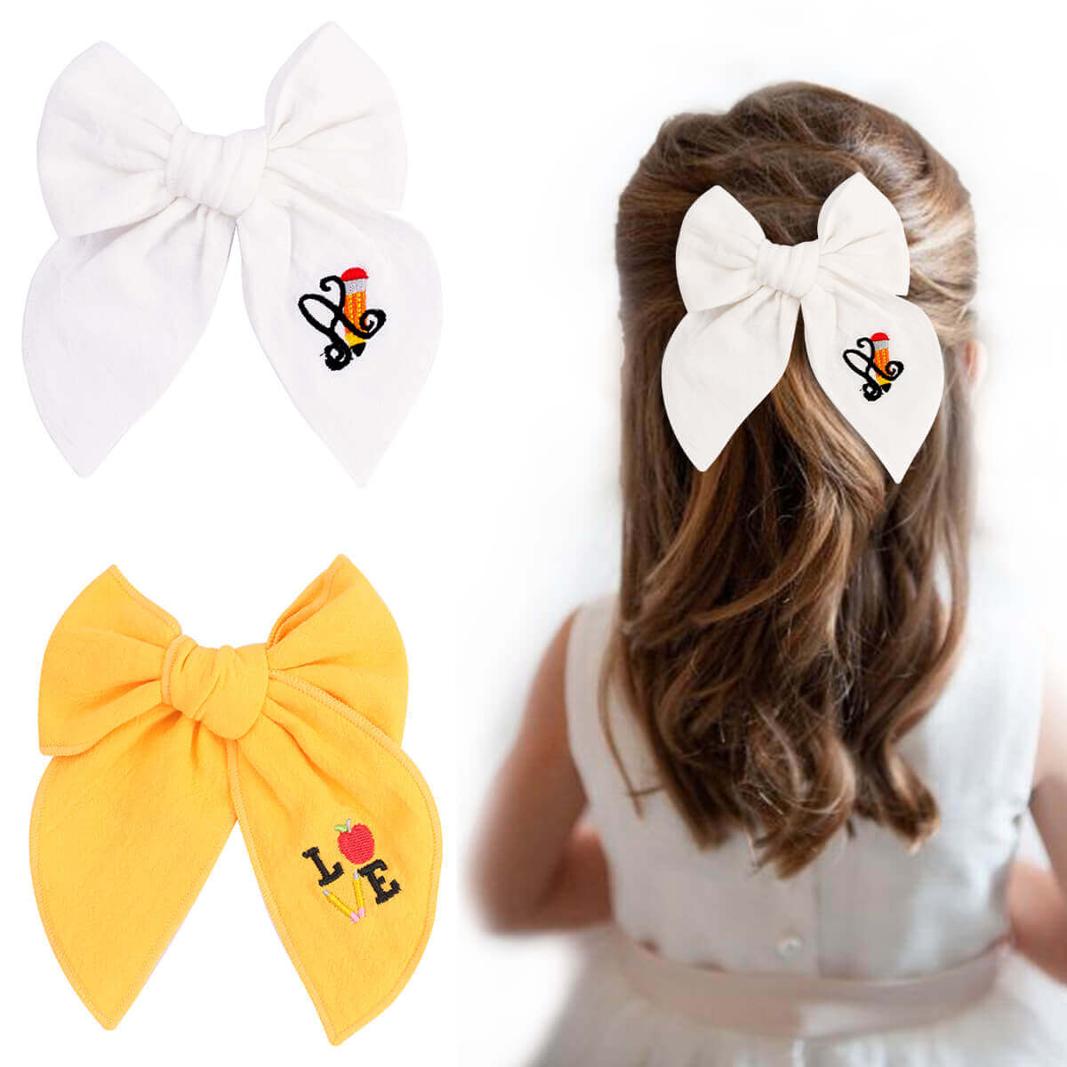 Back to School Embroidery Fable Bows