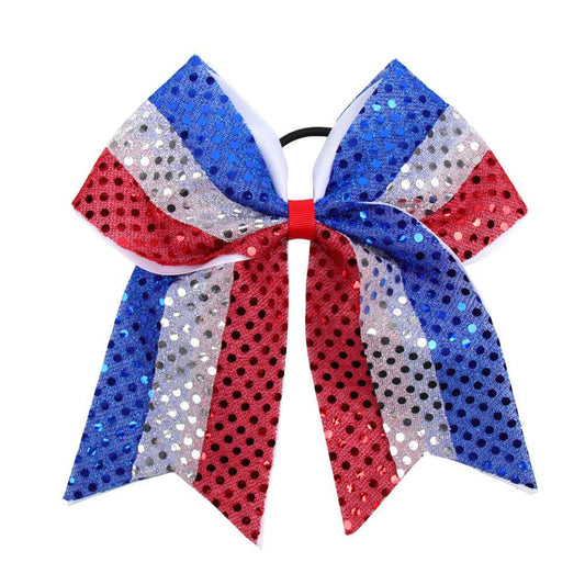 Large 4th Of July Cheer Bows With Bling Sequin