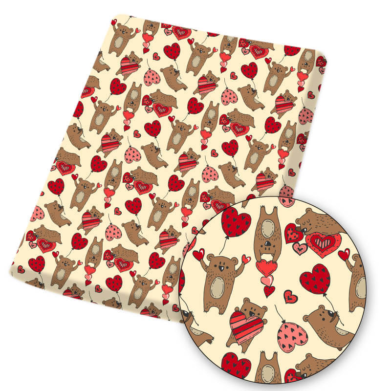 Romantic Love Bear Cotton Fabric