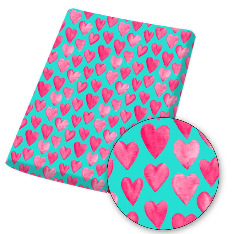 Love Heart Birthday Print Fabric
