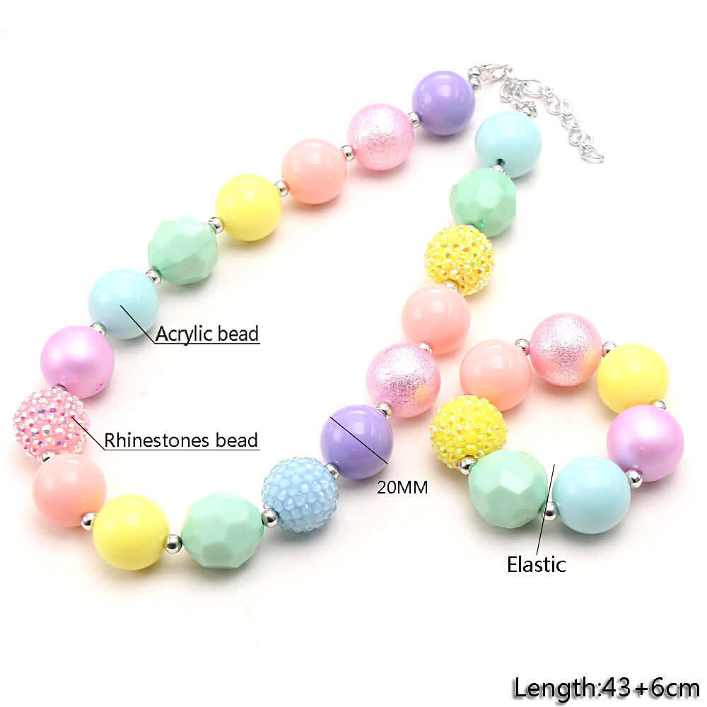 Candy Color Girl Necklace Bracelet Set