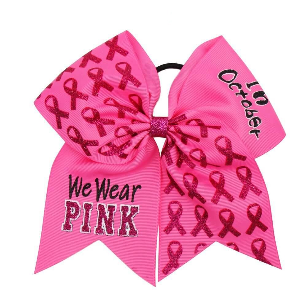 12PCS Breast Cancer Awareness Pink Cheer Bows