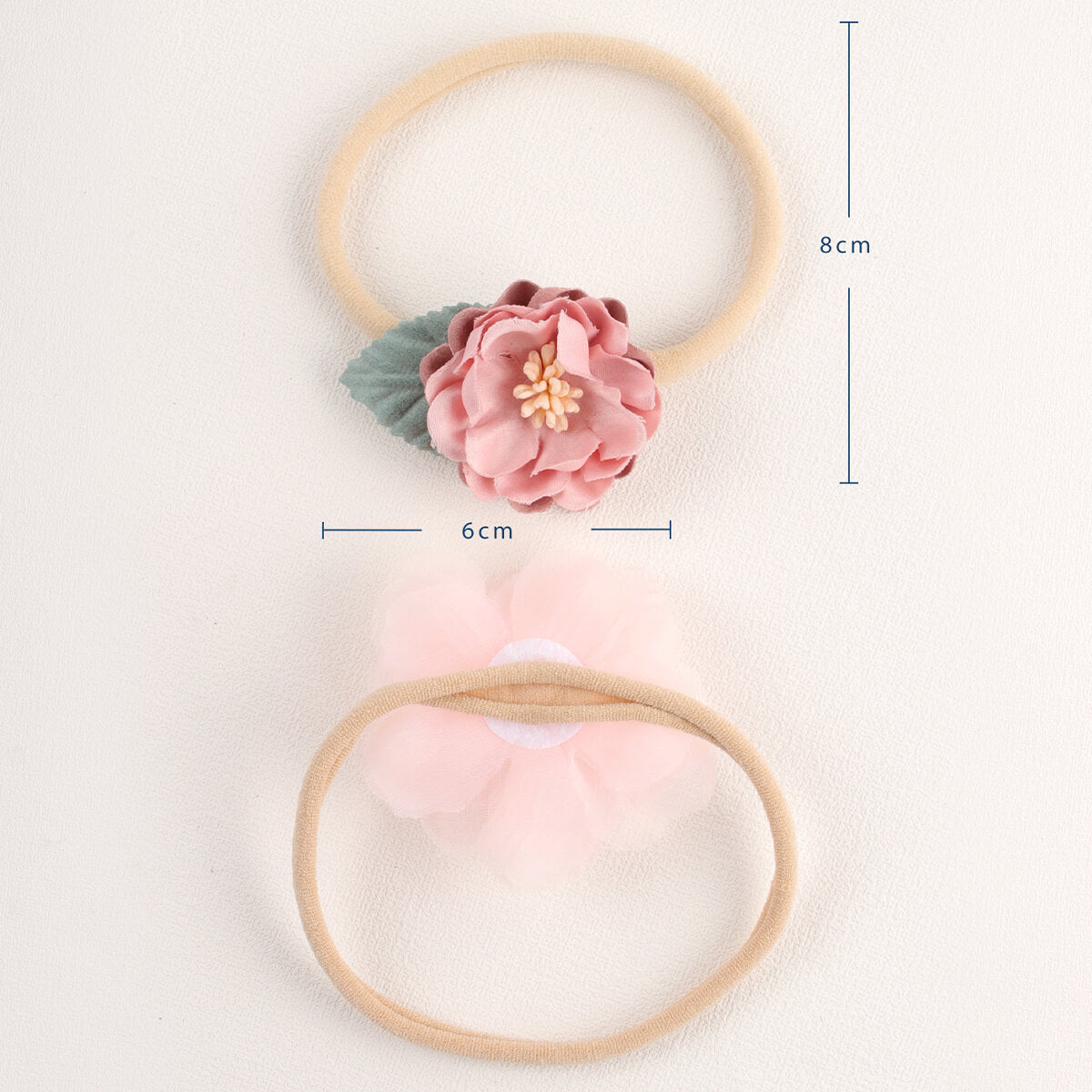 3PCS Tulle Flower Baby Nylon Headbands