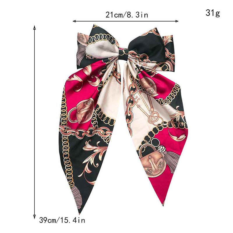 Chain Pattern Oversized Satin Hair Bows